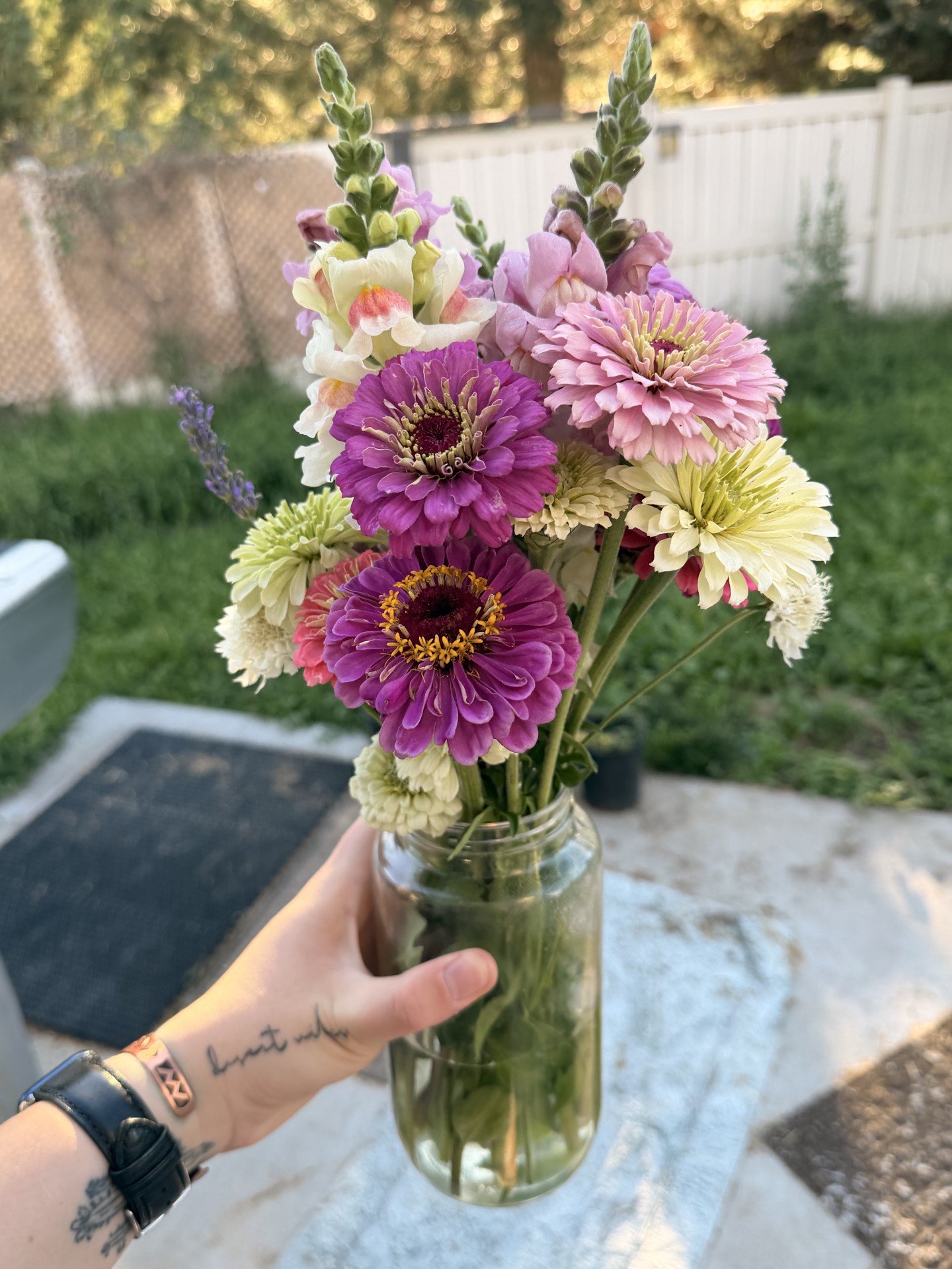 Pink and purple bouquet from Lovely Hollow Farms